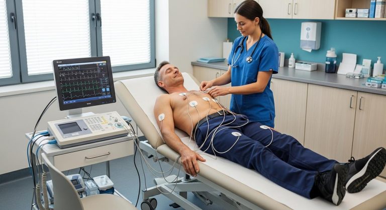 Doctor explaining ECG test results to a patient in Dubai